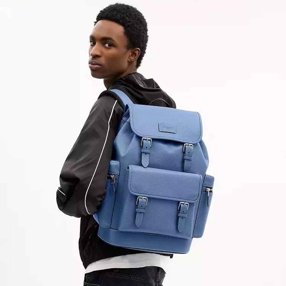 NWT Coach MEN Sprint Backpack Colorblock Signature Canvas CBI11 Light Denim - Picture 9 of 10